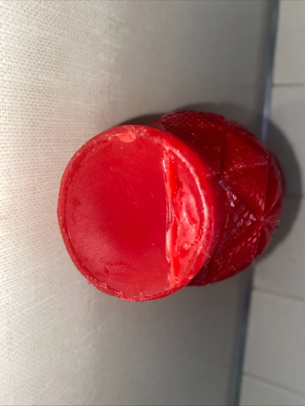 Vintage UNLIT Wax Candle Vase Shaped Red‎ Textured Patterned